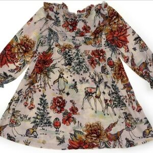 {Next} UK Holiday Fairy Ruffle Neck Lomg Sleeve Dress